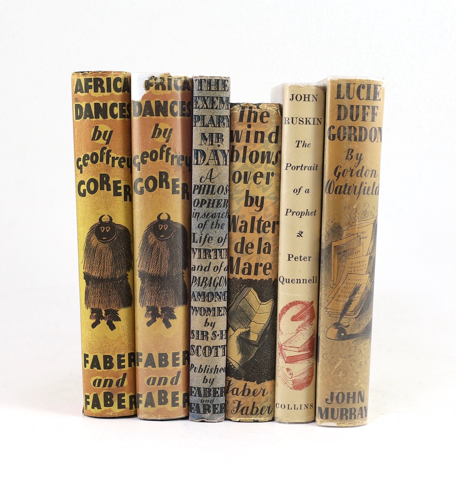 Barnett Freedman - 6 works with unclipped dust jackets, designed by Barnett Freedman - Waterfield, Gordon - Lucie Duff Gordon, 1937; Quenell, Peter - John Ruskin: The Portrait of a Prophet, 1949; Mare, Walter de la - The